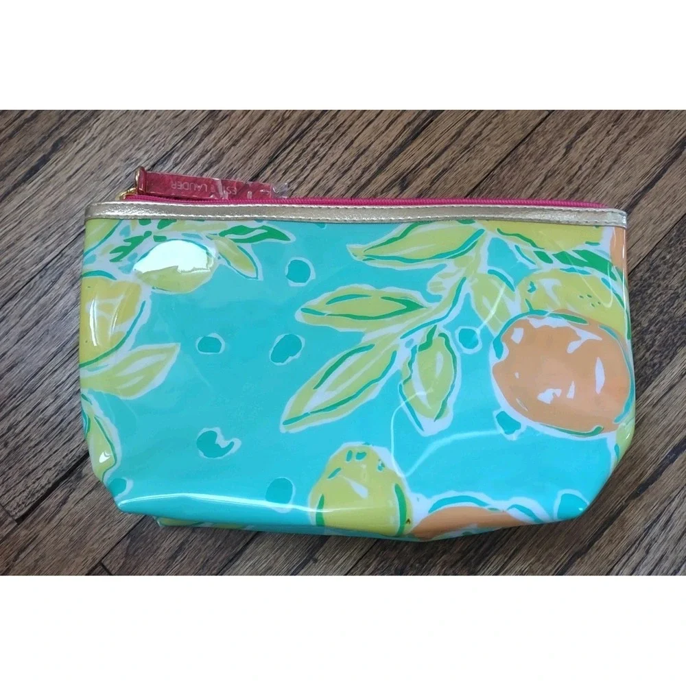 Lilly Pulitzer‎ for Estee Lauder Citrus Fruit Cosmetic Bag Teal Lemons NWOT